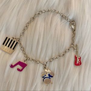 Girls' Silver Colored Musical Bracelet with Colorful Charms